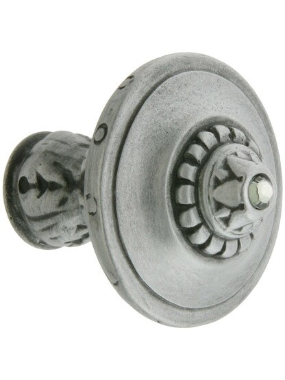 Portobello Jeweled Knob - 1 1/4 inch Diameter in Antique Pewter.